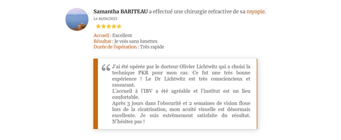 Avis d'un patient satisfait de la chirurgie refractive de sa hypermetropie à l'Institut Bordelais de la Vision Avis d'un patient satisfait de la chirurgie refractive de sa hypermetropie à l'Institut Bordelais de la Vision