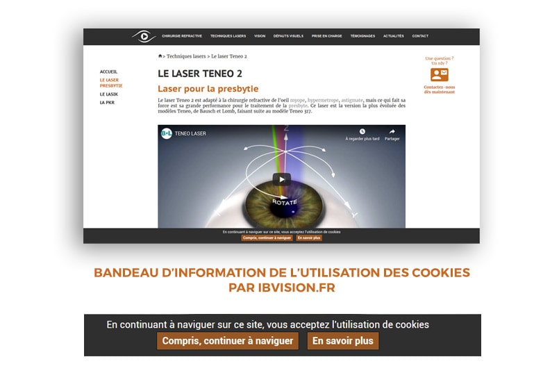 Bandeau des cookie de l'Institut Bordelais de la Vision Bandeau des cookie de l'Institut Bordelais de la Vision